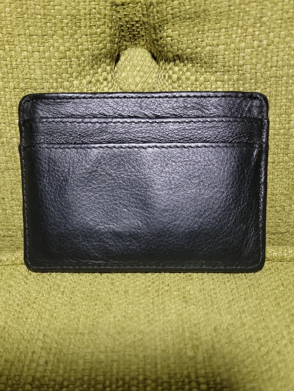 Tory Burch Black Leather Card Holder with Gold Emblem